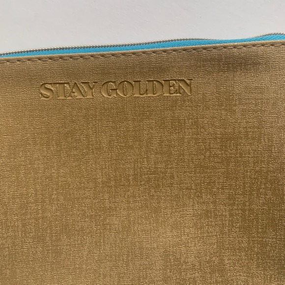 IPSY Cosmetic Makeup Bag OS Women’s Yellow Blue Gold Zipper Charm Stay Golden - Picture 5 of 7